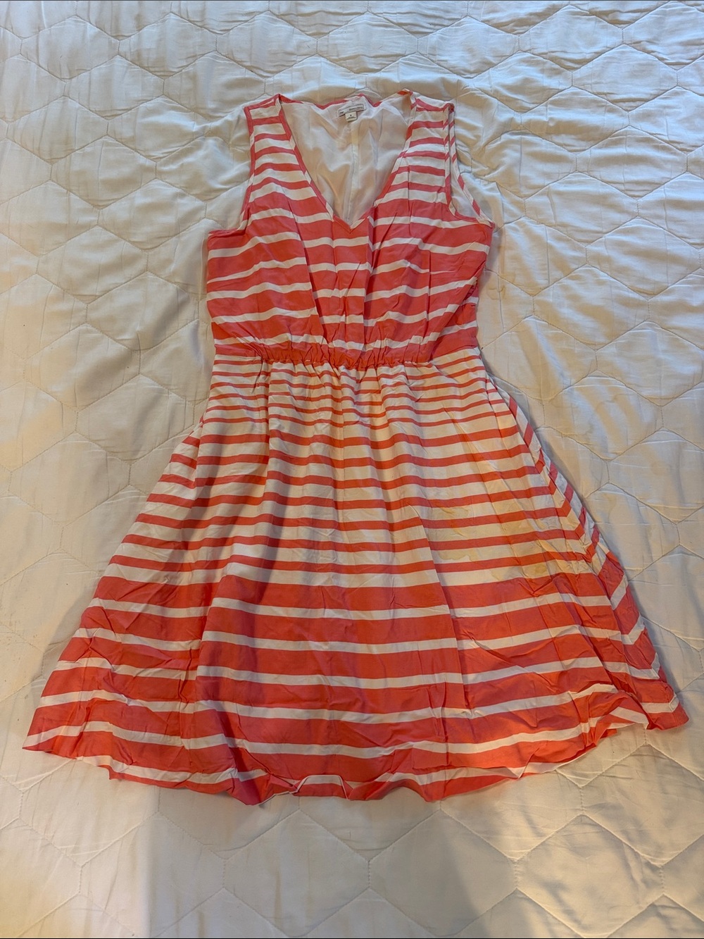 GAP Coral and White Striped Sleeveless Dress